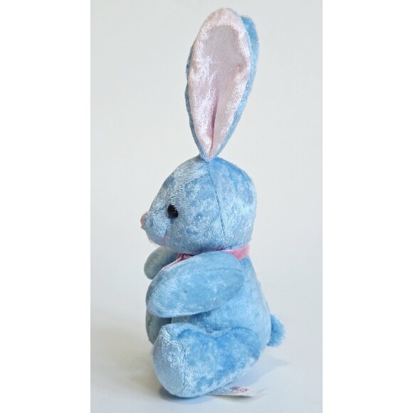 Billion Team Limited Bunny Rabbit Plush Blue Stuffed Toy Embroidered Carrot 7" - Picture 7 of 13